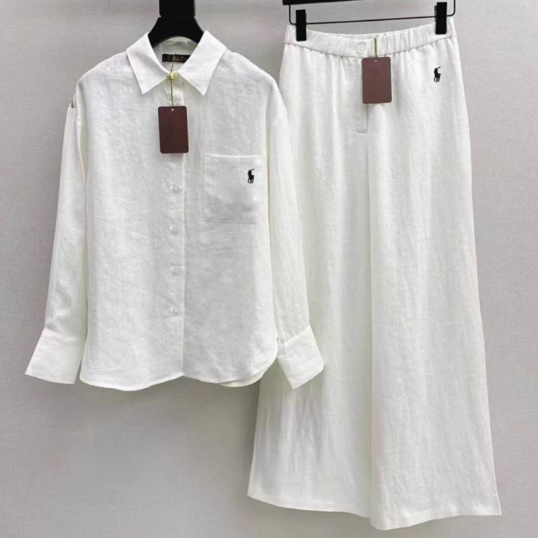Ralph Lauren White Shirt & Wide-Leg Pants Set