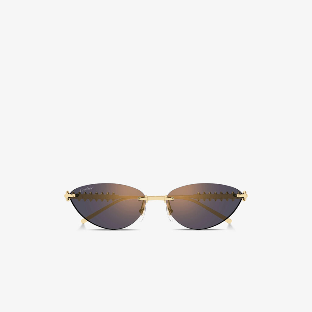 Cartier Clash de Cartier Rimless Cat Eye Gold Tone Sunglasses