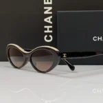 Chanel CH5416 Oval-Frame Sunglasses Beige Beige