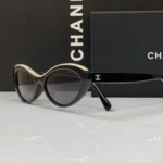 Chanel CH5416 Oval-Frame Sunglasses Beige Black