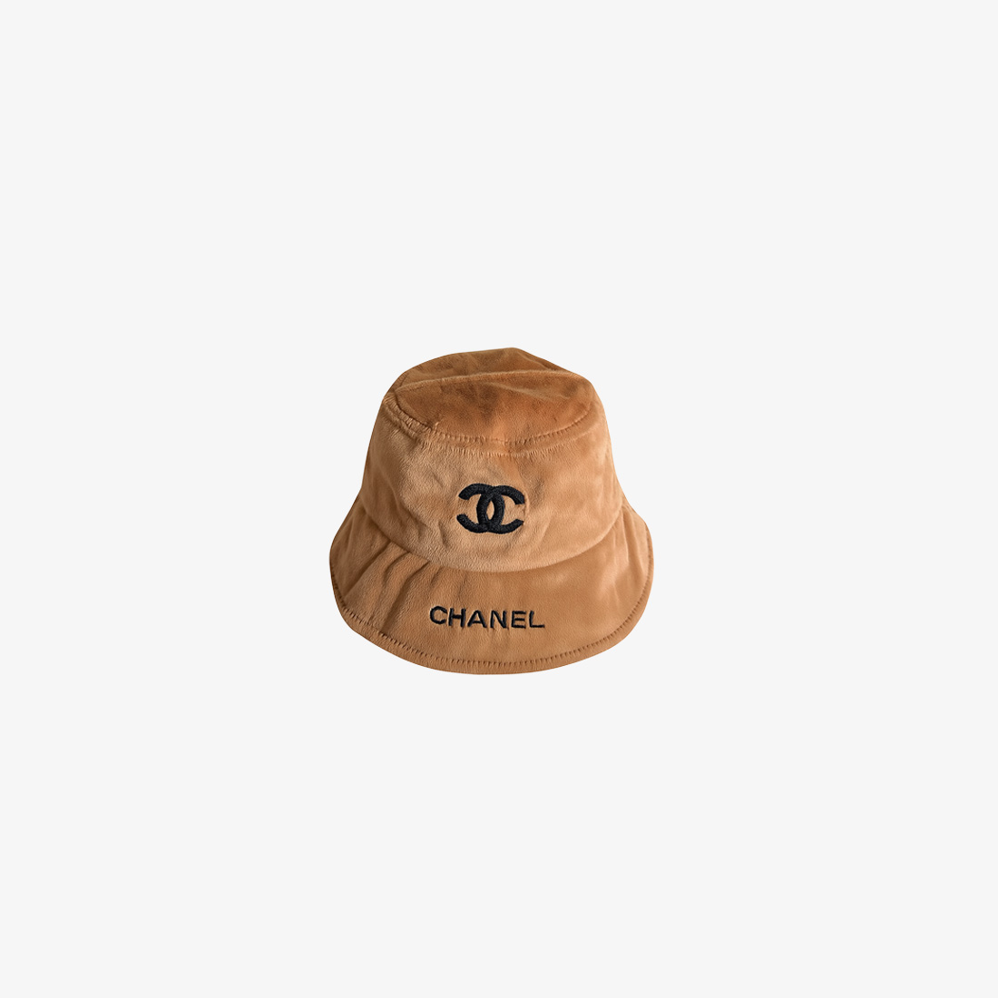 Chanel Camel Velvet Bucket Hat