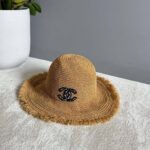 Chanel Logo Raffia Floppy Hat