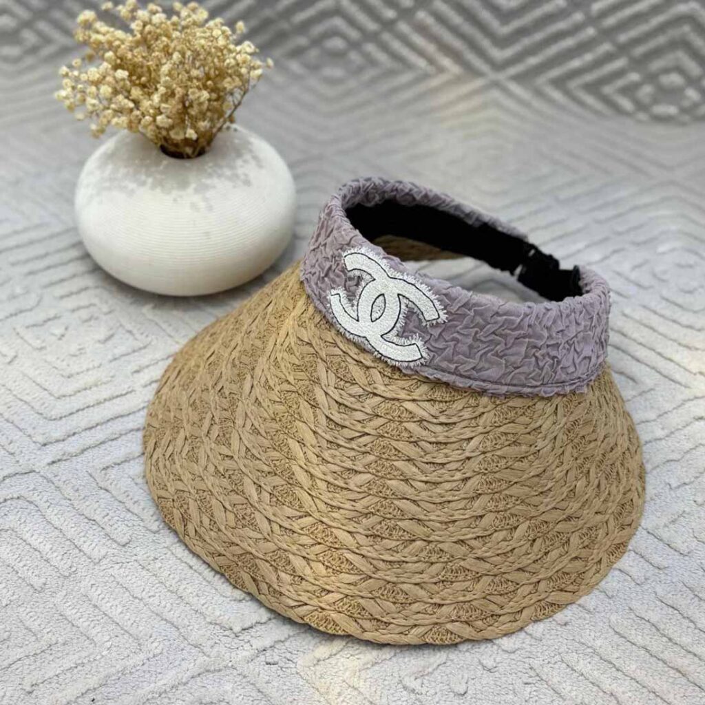 Chanel Straw Visor Hat with CC Logo