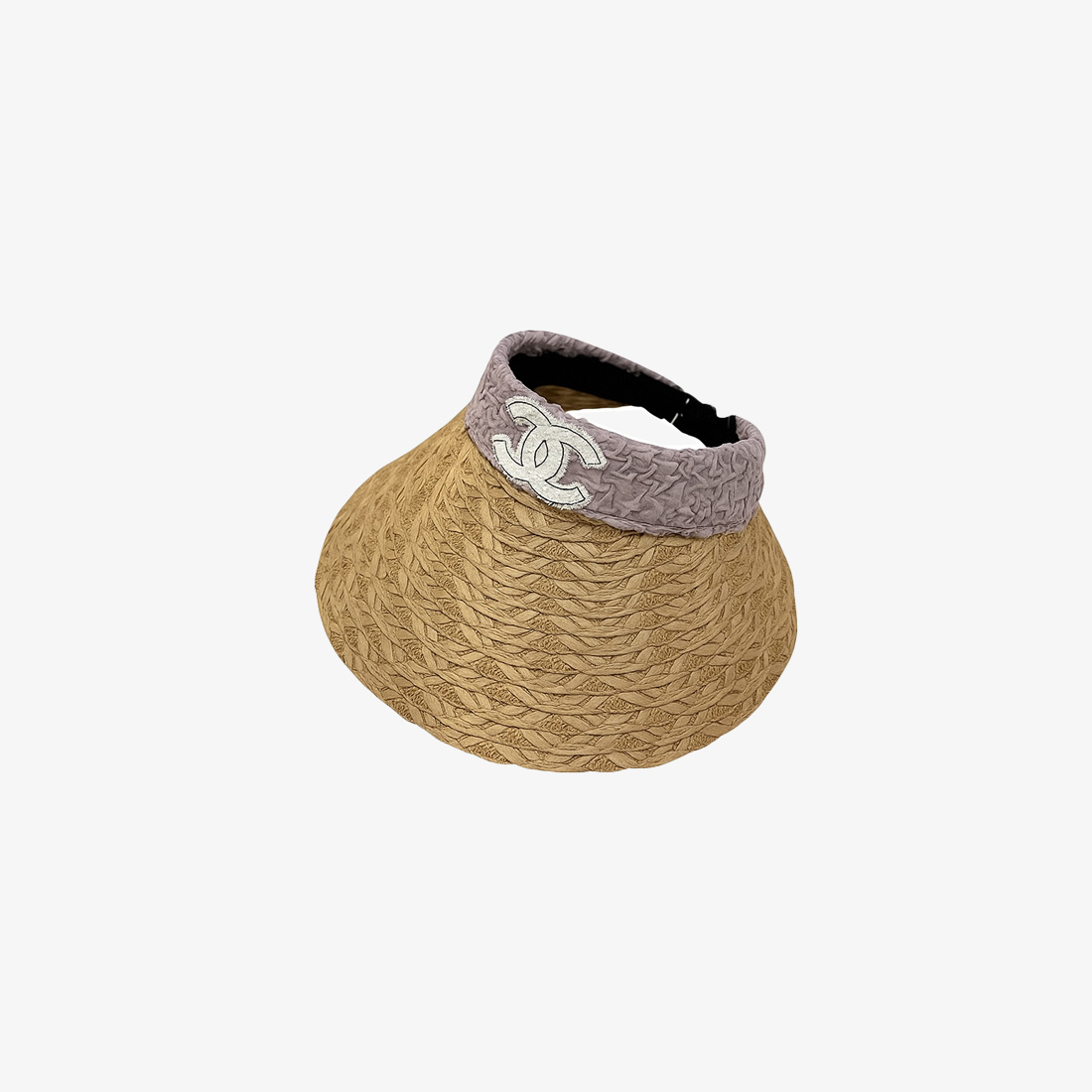 Chanel Straw Visor Hat with CC Logo