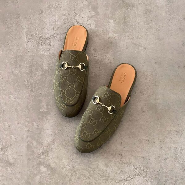 Gucci Princetown Slipper in Forest Green GG Canvas