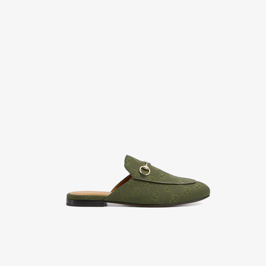 Gucci Princetown Slipper in Forest Green GG Canvas