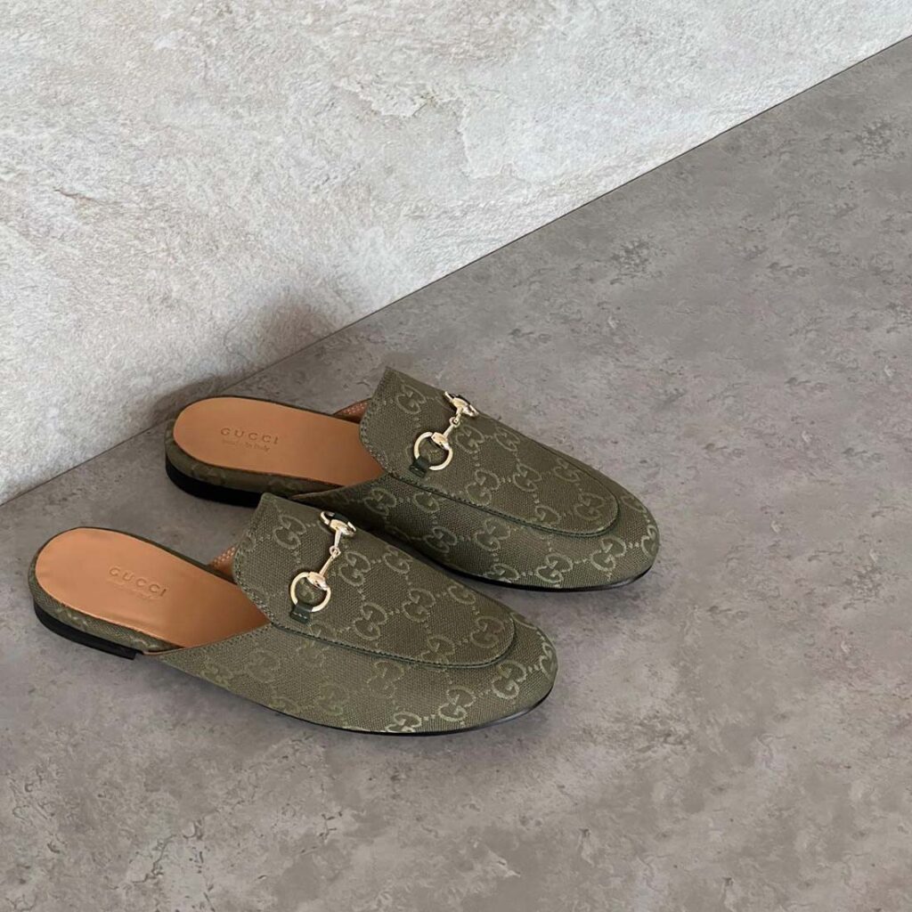 Gucci Princetown Slipper in Forest Green GG Canvas