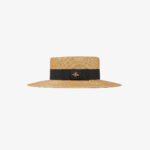 Gucci Straw Boater Hat with Bee Detail