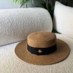 Gucci Straw Boater Hat with Bee Detail