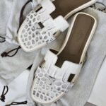 Hermès Oran Sandal White Gradient Croc-Pattern