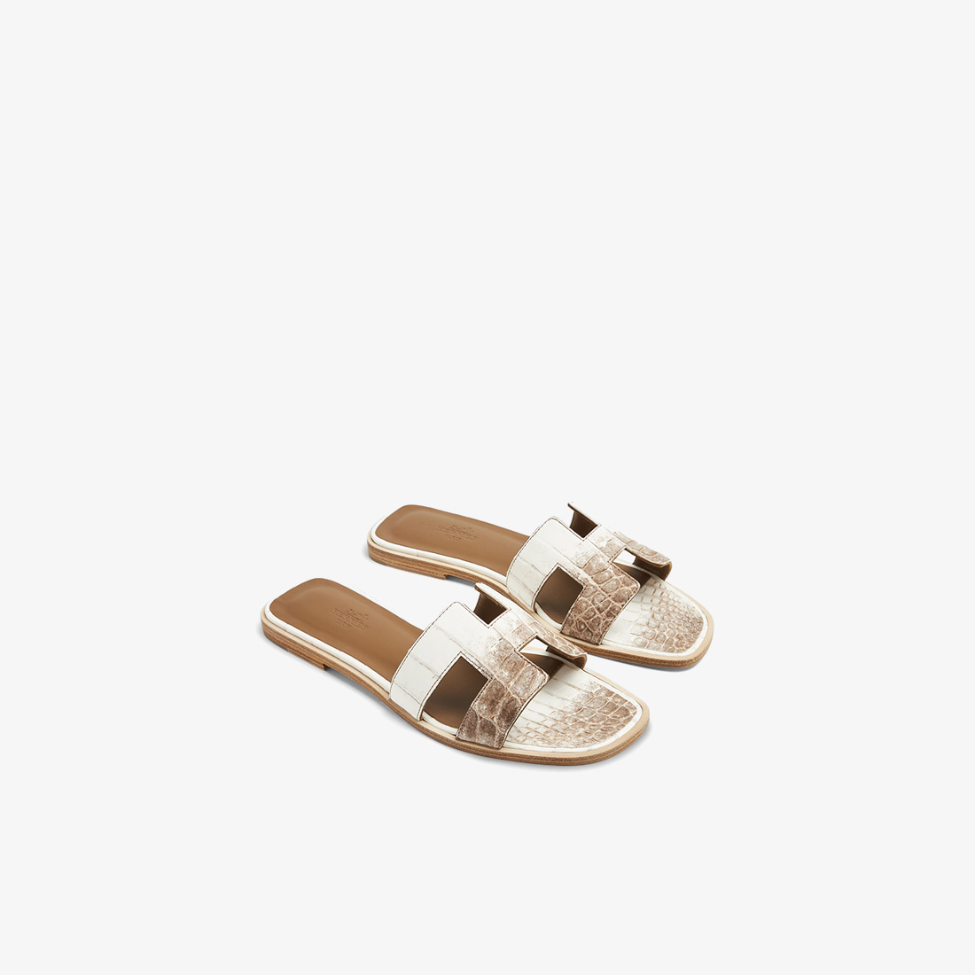 Hermès Oran Sandal White Gradient Croc-Pattern