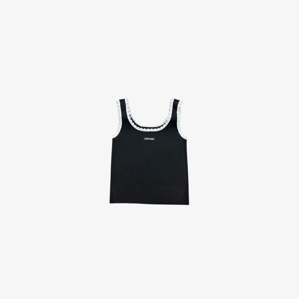Miu Miu Lace Trim Logo Tank Top