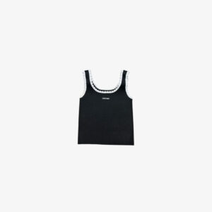Miu Miu Lace Trim Logo Tank Top