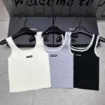 Miu Miu Lace Trim Logo Tank Top