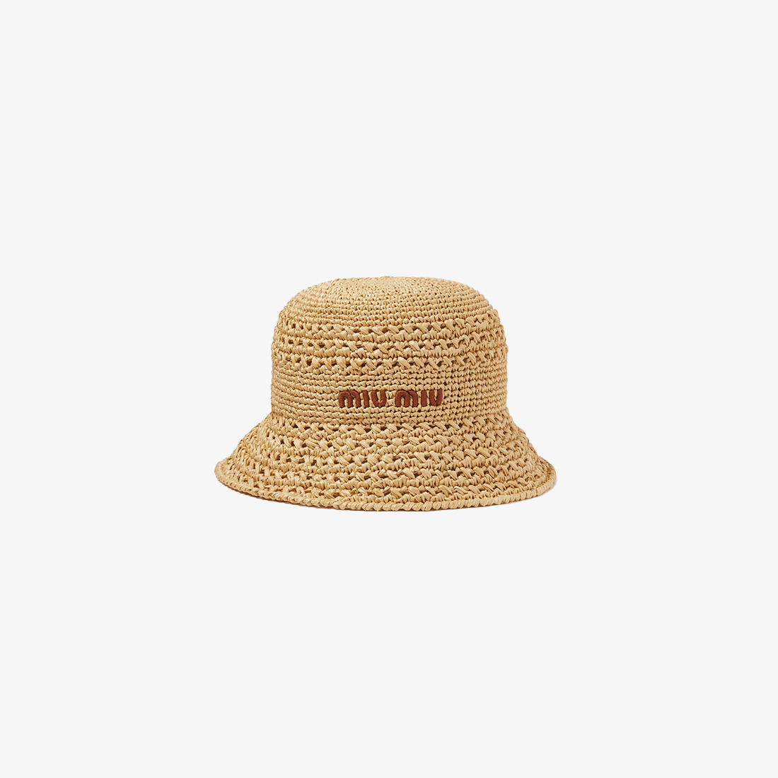 Miu Miu Raffia Bucket Hat with Wide Brim