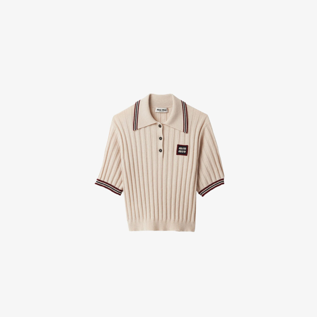 Miu Miu Ribbed-Knit Polo Shirt