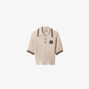 Miu Miu Ribbed-Knit Polo Shirt