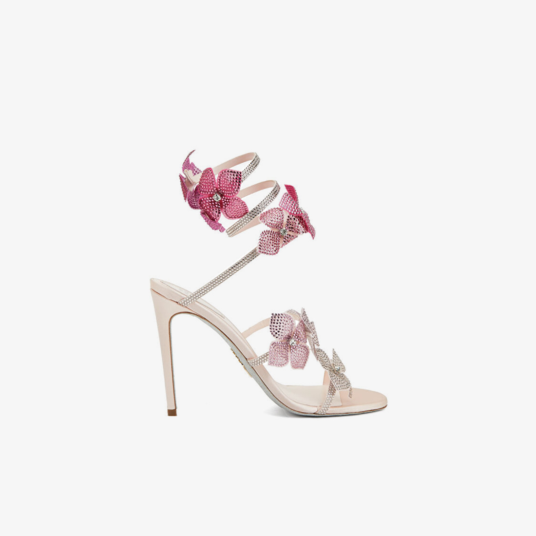 Rene Caovilla Floriane Crystal Flowers Ankle-Wrap Sandals