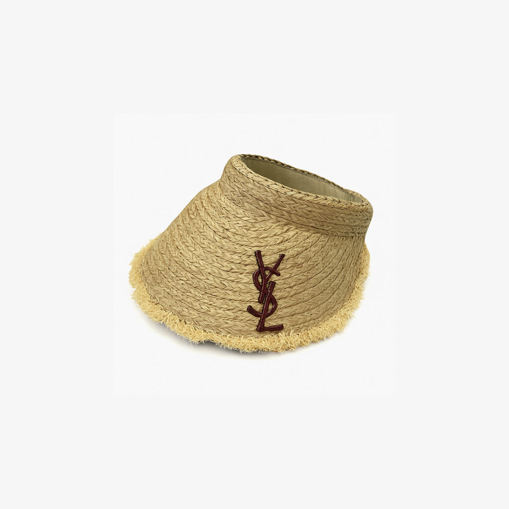 Saint Laurent Logo Raffia Visor Hat