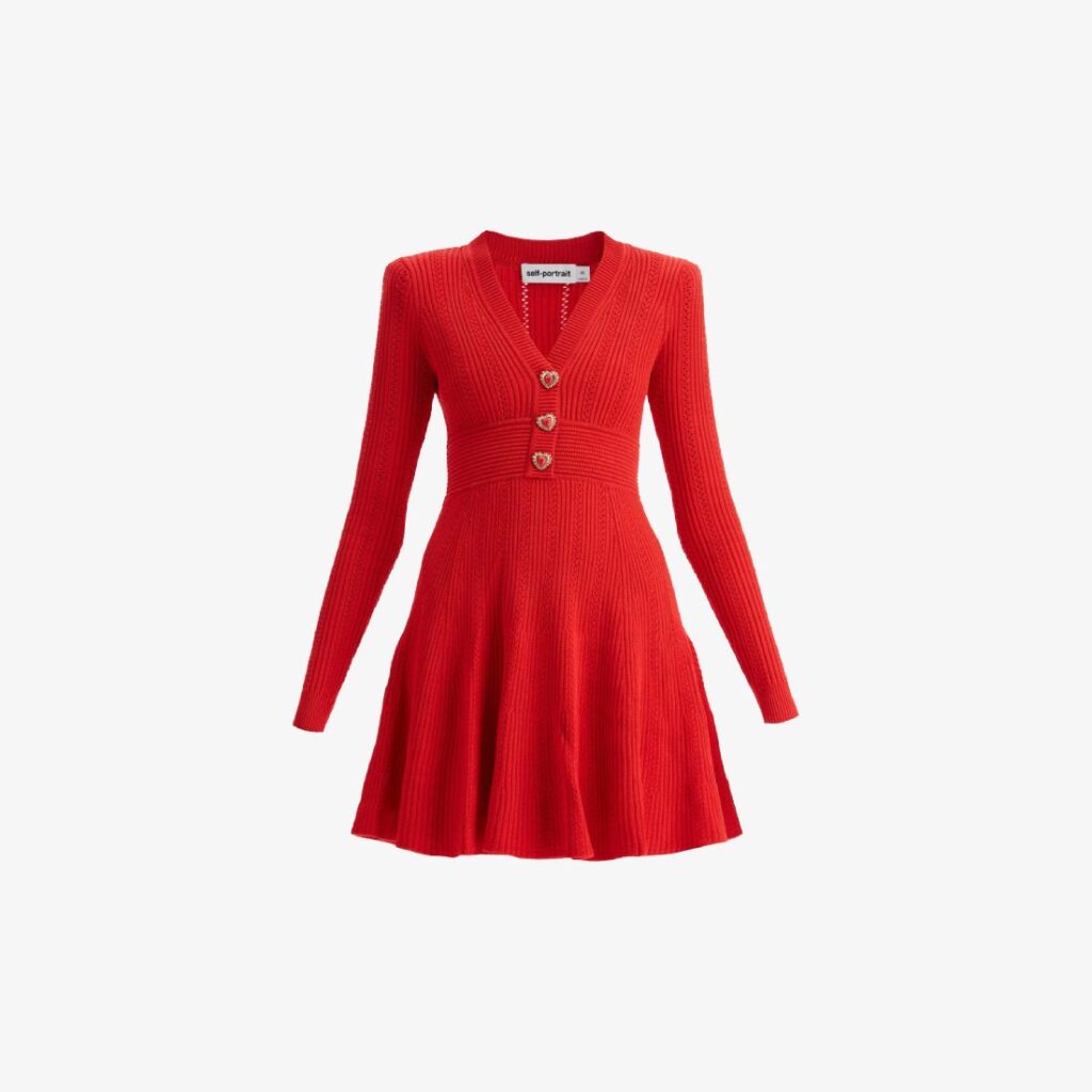 Self-Portrait Pointelle-Knit Mini Dress