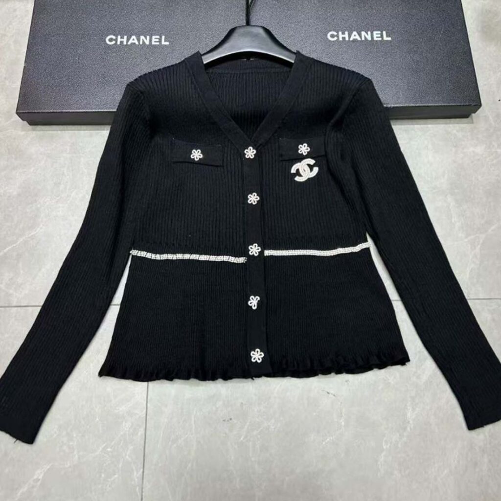 Chanel Logo Knit Cardigan