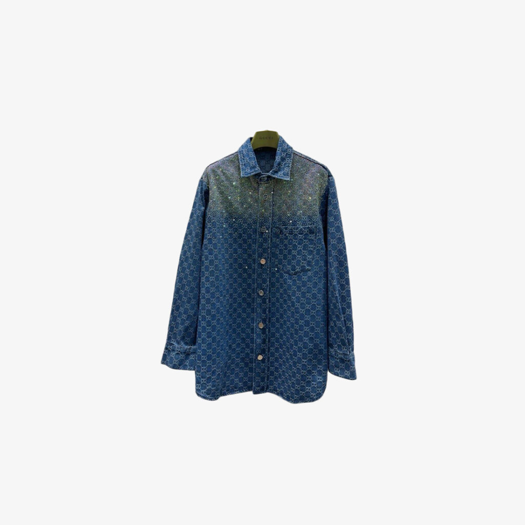 Chanel Monogram Crystal Denim Shirt