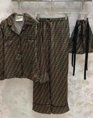 Fendi Logo-Print Silk Pyjama Set