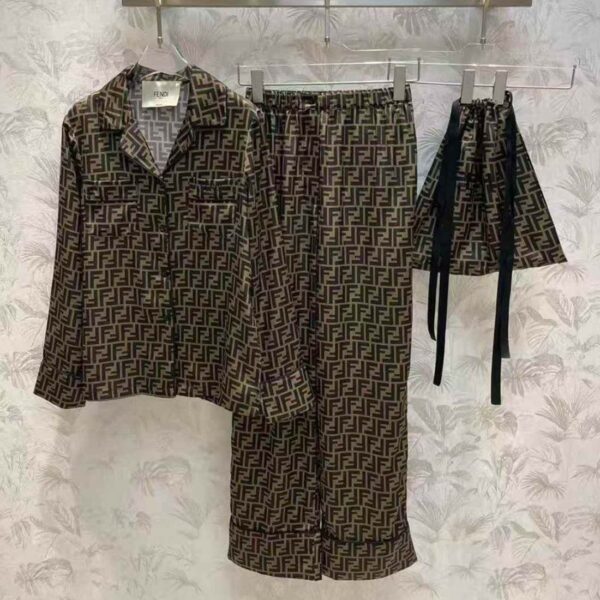 Fendi Logo-Print Silk Pyjama Set
