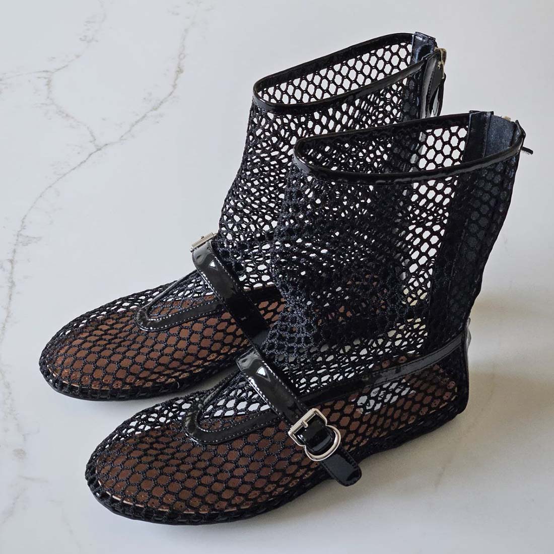 LAÏA Black Fishnet High Boots