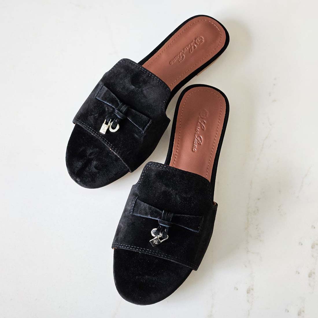 Loro Piana Summer Charms Suede Flat Mule