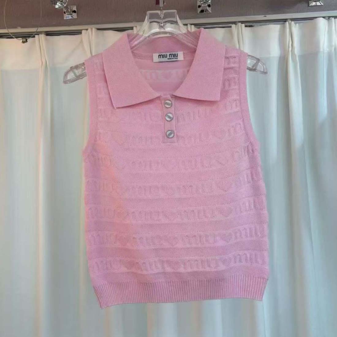 Miu Miu Sleeveless Knit Polo Top