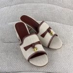 Loro Piana Linen & Leather Slide Sandals – Elegant Summer Edition - Image 2