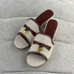 Loro Piana Linen & Leather Slide Sandals – Elegant Summer Edition - Image 3