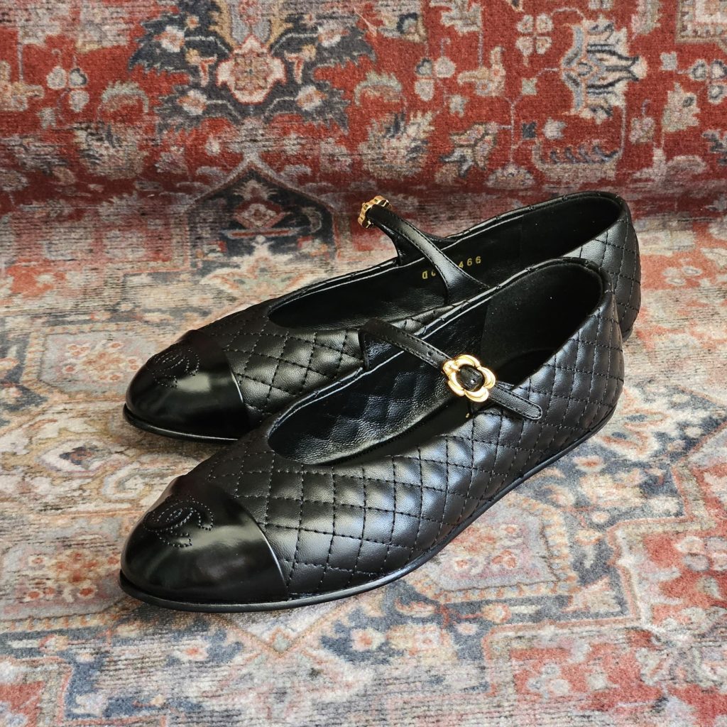 CHANEL Quilted Mary Jane Ballerina Flats