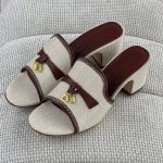 Loro Piana Linen & Leather Slide Sandals – Elegant Summer Edition - Image 4