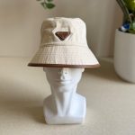 Prada Corduroy Bucket Hat – Triangle Logo - Image 6