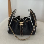 Buy Chanel Small 25 Hobo Bag Black Raffia & White Calfskin in dubai