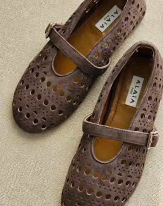 Alaïa Paris; Alaïa Cutout Suede Mary Jane Shoes Brown 2