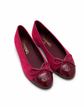 CHANEL Cap-Toe CC Ballet Flats in Suede & Patent Calfskin