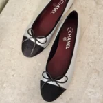 Chanel Ribbed Ballerina Flat Silver