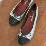 Chanel Ribbed Ballerina Flat Silver