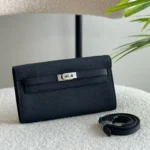Hermes-Kelly-To-Go-Wallet-Black(Silver)