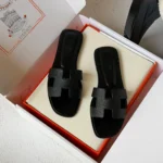 Hermes-Oran-Sandal-Hard-Leather-Black