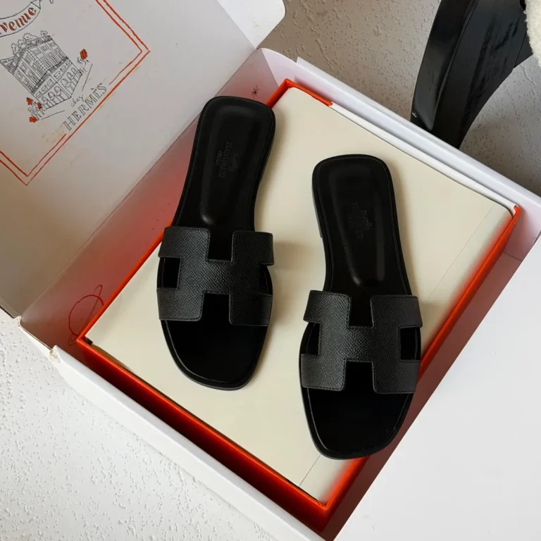 Hermes-Oran-Sandal-Hard-Leather-Black