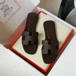 Hermes-Oran-Sandal-Hard-Leather-Dark-Brown