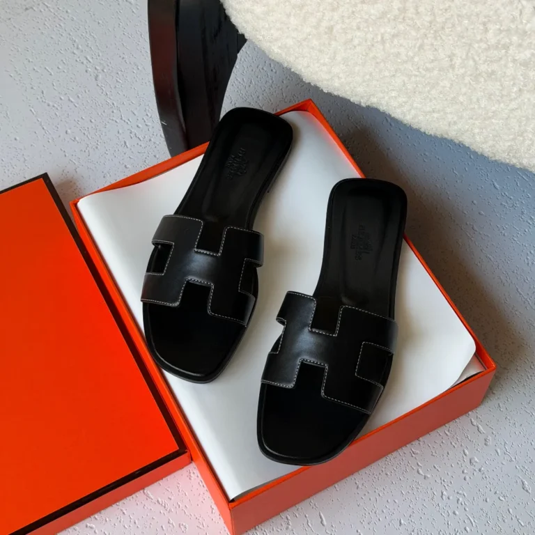 Hermes-Oran-Sandal-Soft-Leather-Black