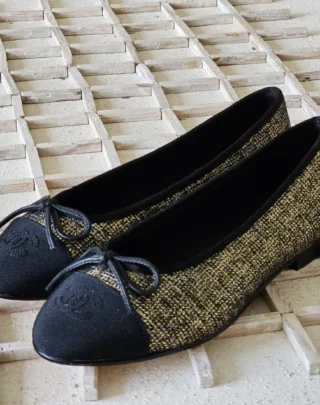 Tweed ballet flats Chanel Black 2