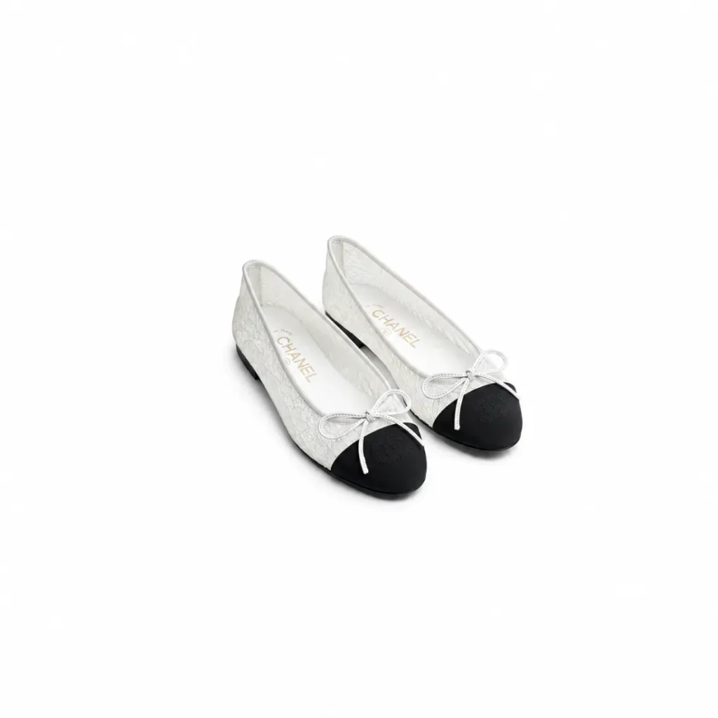 chanel lace Cap Toe Bow Flats