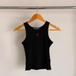 Ami Paris Ami de Coeur Ribbed Tank Top Black