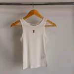 Ami Paris Ami de Coeur Ribbed Tank Top White
